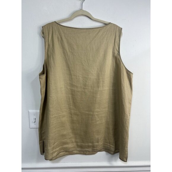 Annie Alexander Linen Skirt Jacket Top Khaki 22W Plus Cottagecore Vintage Retro - Picture 7 of 16